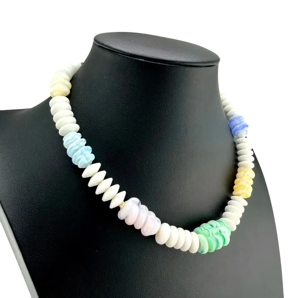 Vintage 1950s 1960s Japan Pastel Milk Glass Multicolor Beads 16